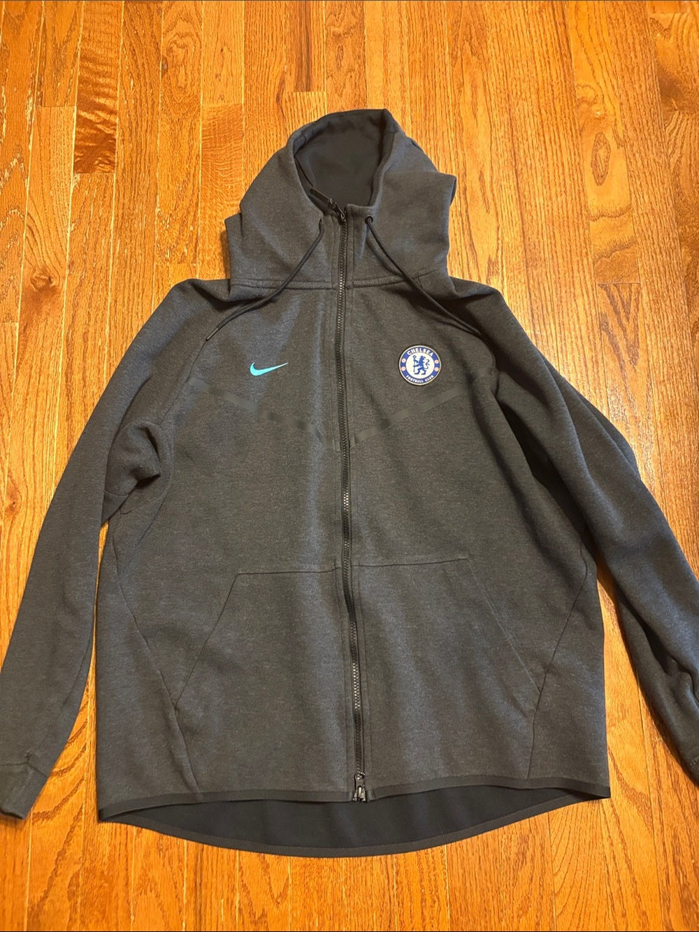 Nike Dark Gray Chelsea FC Full-Zip Jacket with Teal Swoosh
